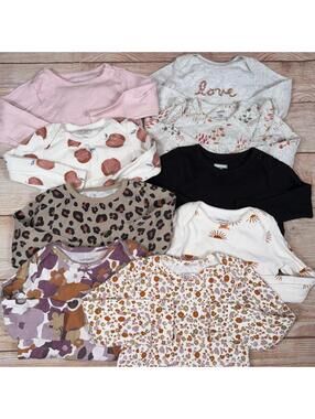 Baby Girls' Long Sleeve Bodysuit Lot, Size 12M